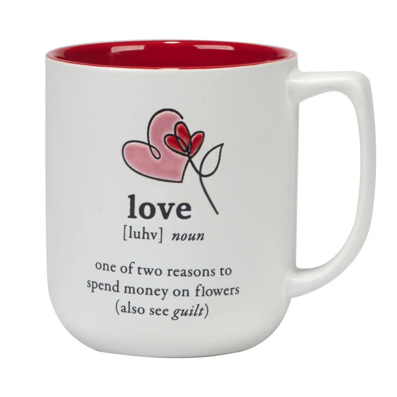 Valentine's Day Set of 4 Mugs – Fun & Playful Stoneware Mugs for Valentine's Celebrations