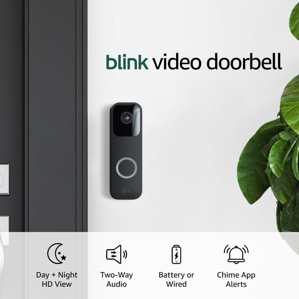 Video Doorbell | Two-Way Audio, HD Video, Motion and Chime App Alerts and Alexa Enabled — Wired or Wire-Free (Black)