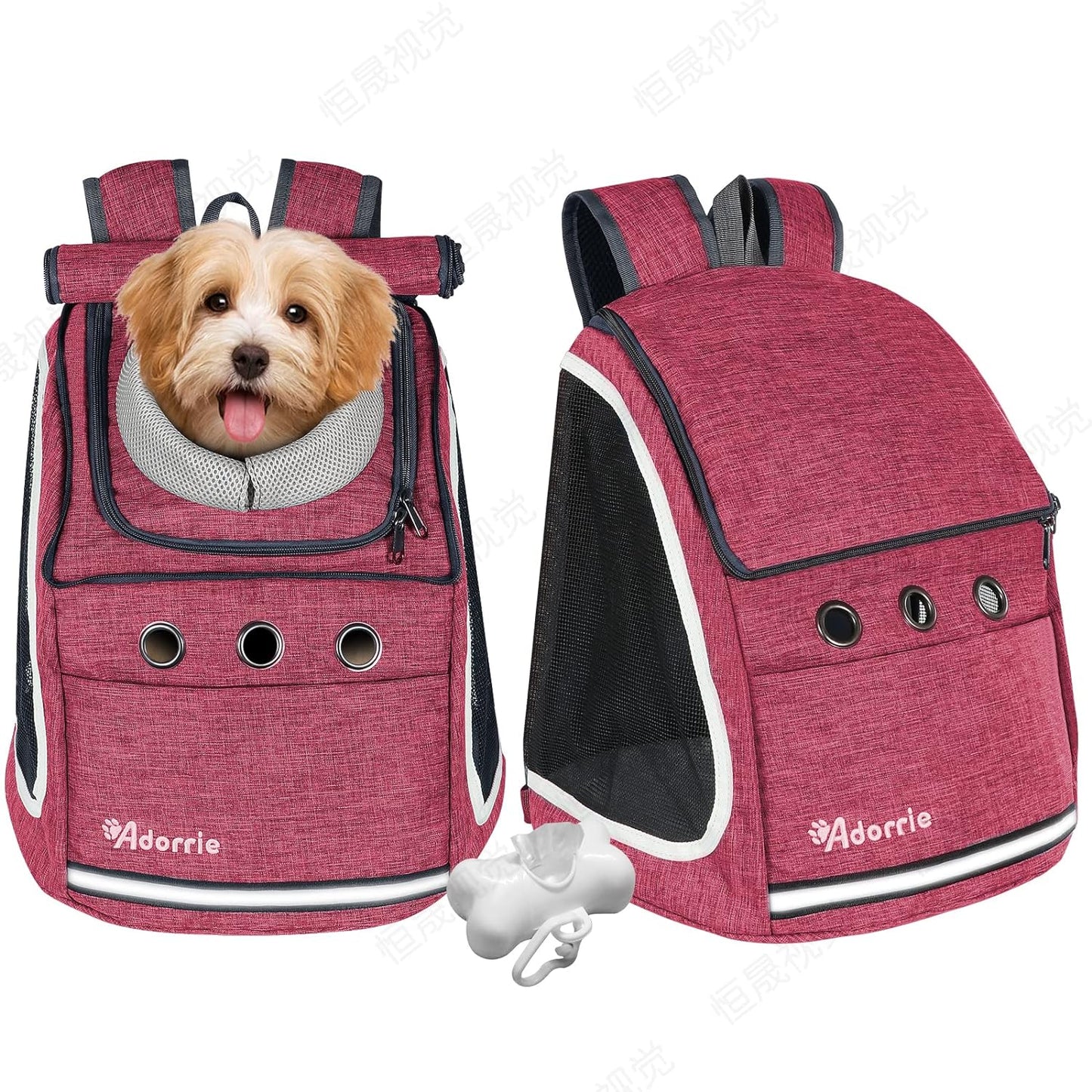 Dog Cat Backpack Carrier for Small Dogs and Cats, Safer Multifunctional Pet Backpack Carrier for Hiking, Walking, Traveling, Outdoor Activities (Pink)…