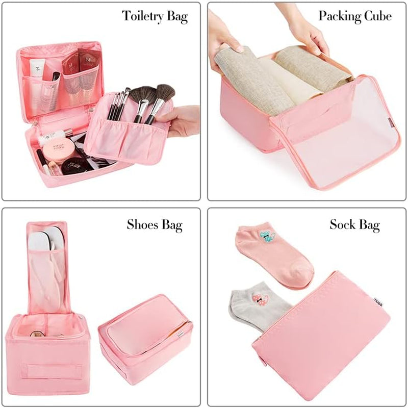 8 Set Packing Cubes Luggage Packing Organizers for Travel Accessories (Blush Pink)