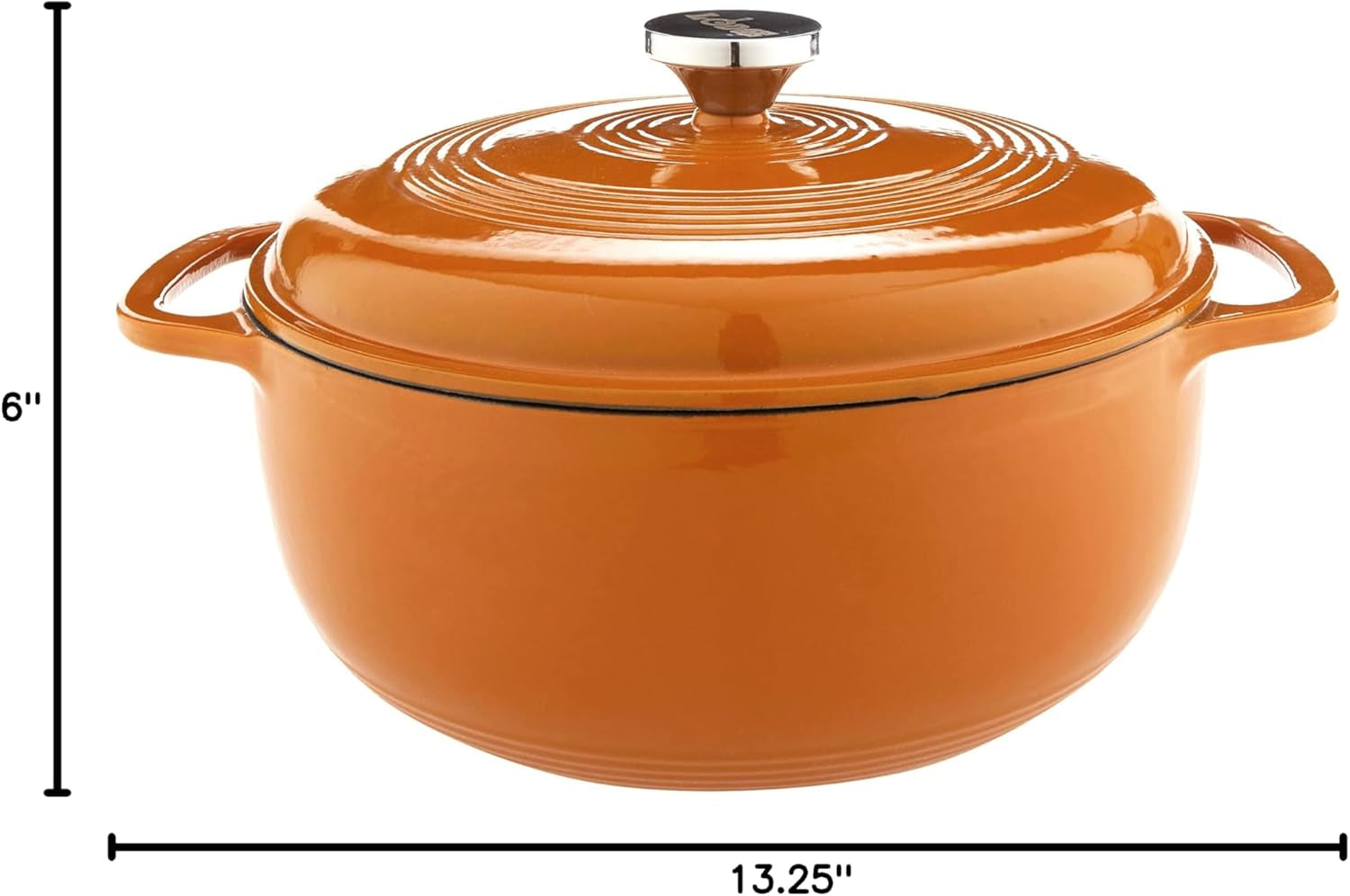 6 Quart Enameled Cast Iron Dutch Oven with Lid – Dual Handles – Oven Safe up to 500° F or on Stovetop - Use to Marinate, Cook, Bake, Refrigerate and Serve – Apricot