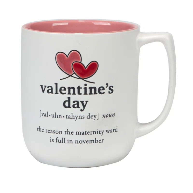 Valentine's Day Set of 4 Mugs – Fun & Playful Stoneware Mugs for Valentine's Celebrations