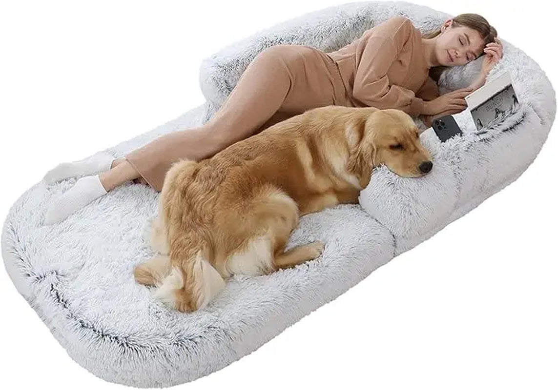 Human Dog Bed | 74"X43"X9" Plush Foldable Washable Bed for Large Dogs & Humans | Cozy Napping Lounger