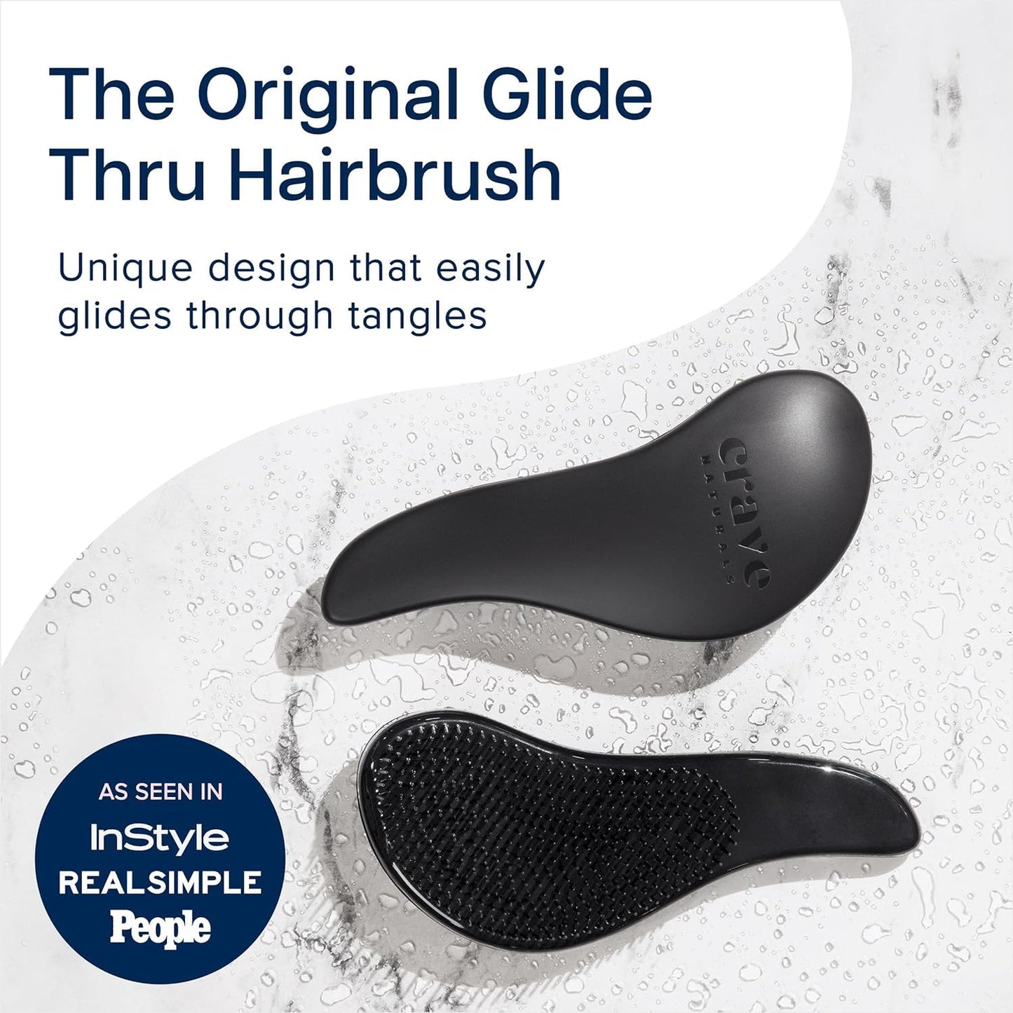 BIGGIE Glide Thru Detangling Brush - Detangler Hairbrush & Comb for Curly, Natural, Straight, Wet or Dry Hair (BLACK)