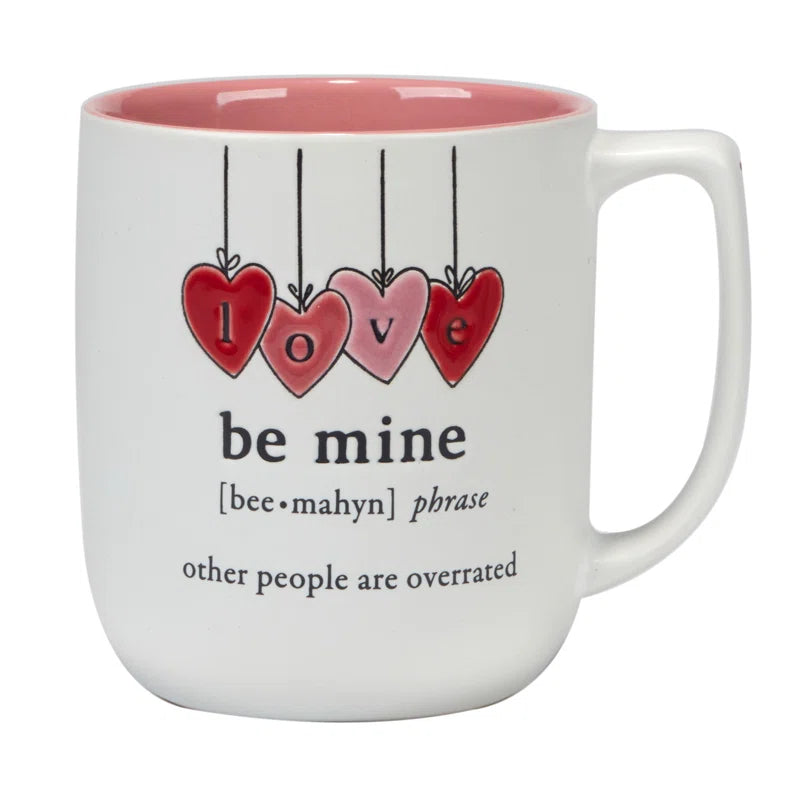 Valentine's Day Set of 4 Mugs – Fun & Playful Stoneware Mugs for Valentine's Celebrations