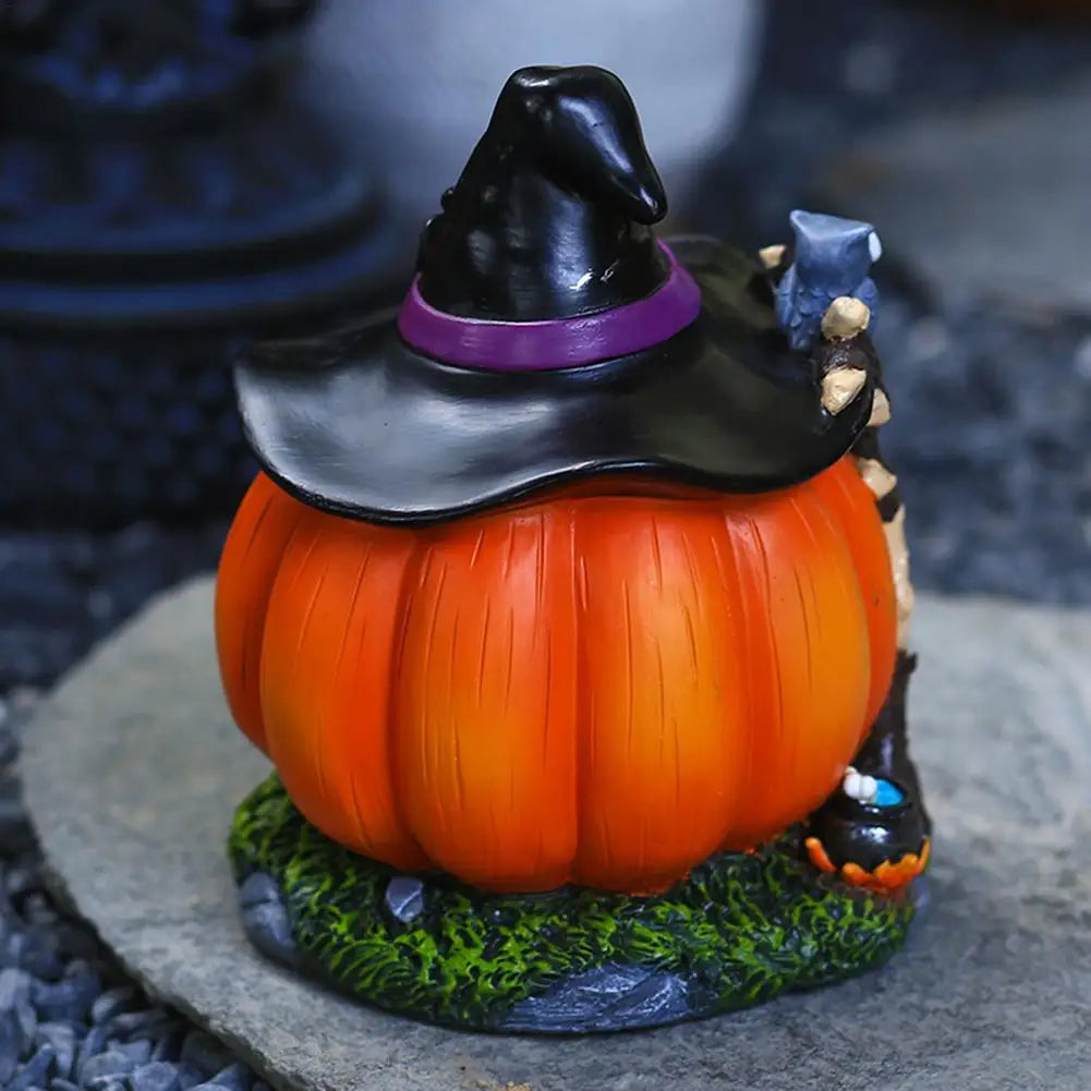 Luminous Pumpkin House Statue – Halloween Witch Pumpkin House Ornament, Glowing Resin Halloween Decor for Home & Crafts