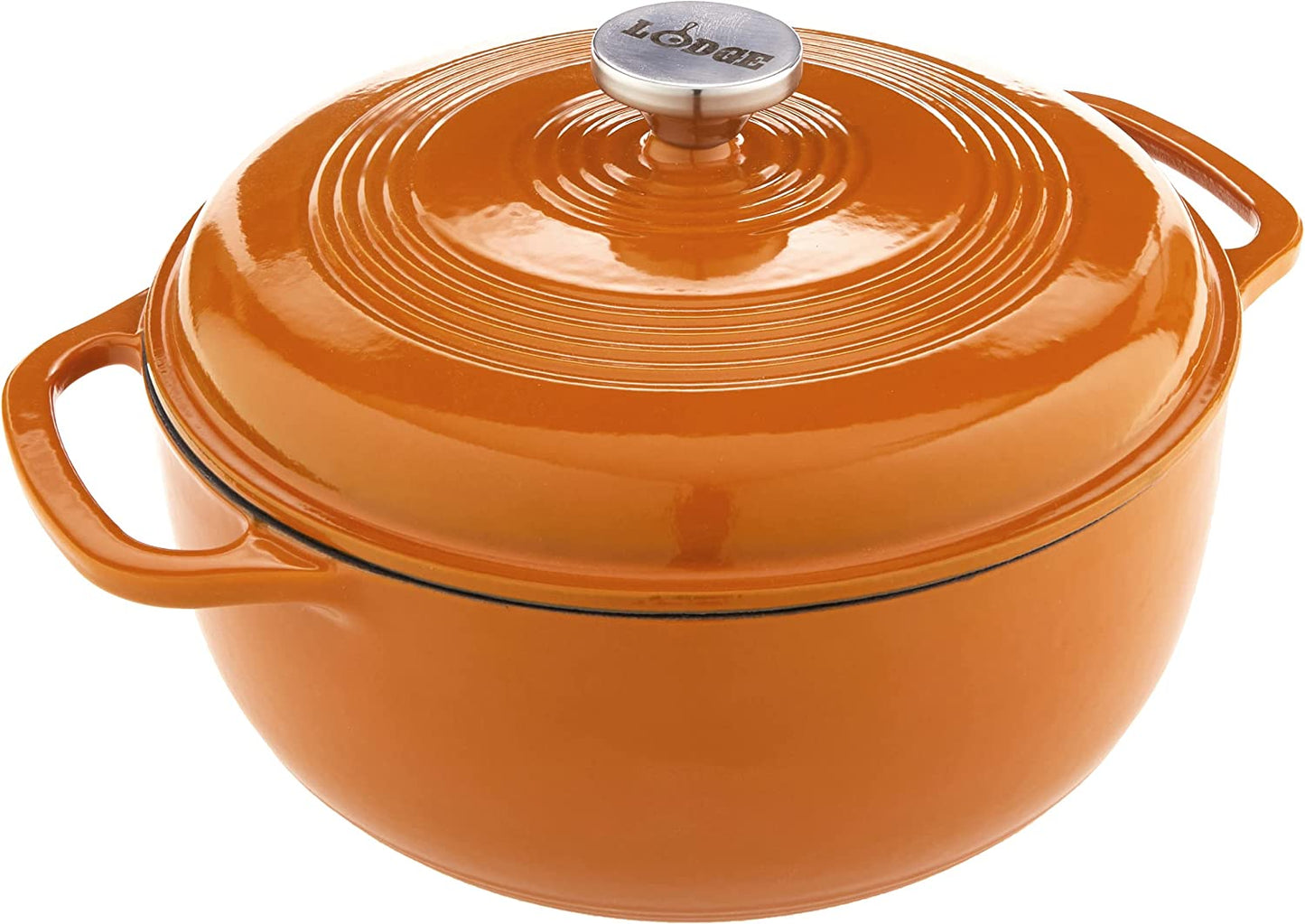 6 Quart Enameled Cast Iron Dutch Oven with Lid – Dual Handles – Oven Safe up to 500° F or on Stovetop - Use to Marinate, Cook, Bake, Refrigerate and Serve – Apricot