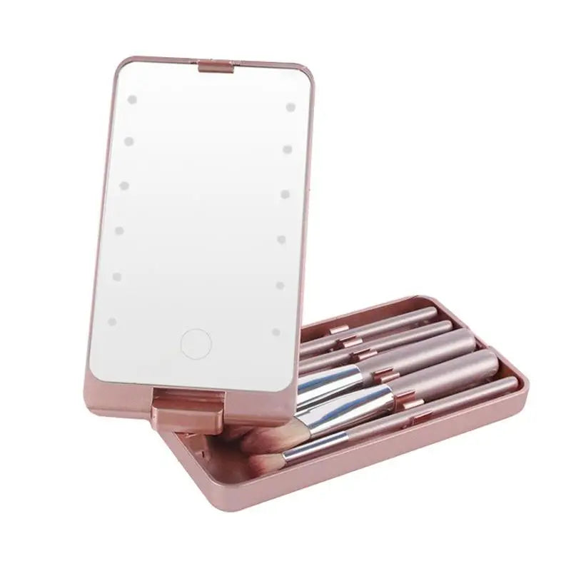 LED Makeup Mirror with Light – Portable Foldable Compact Mirror for Makeup & Travel Accessories