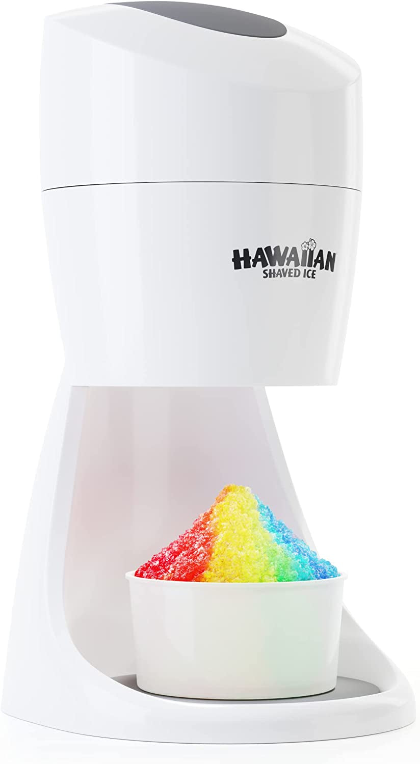 S900A Snow Cone and Shaved Ice Machine with 2 Reusable Plastic Ice Mold Cups, Non-Slip Mat, Instruction Manual, 1-Year Manufacturer’S Warranty, 120V, White