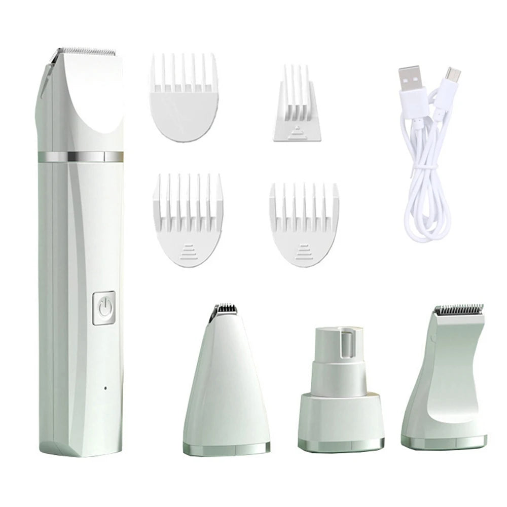 UBBT 4-in-1 Pet Electric Hair Clipper with 4 Blades – Professional Grooming Trimmer and Nail Grinder for Dogs and Cats