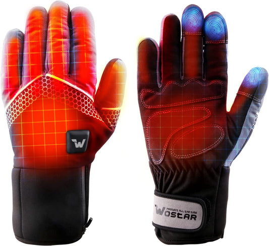 Electric Heated Gloves for Men with 3 Heating Levels, Touchscreen Waterproof Gloves for Skiing & Snowboarding