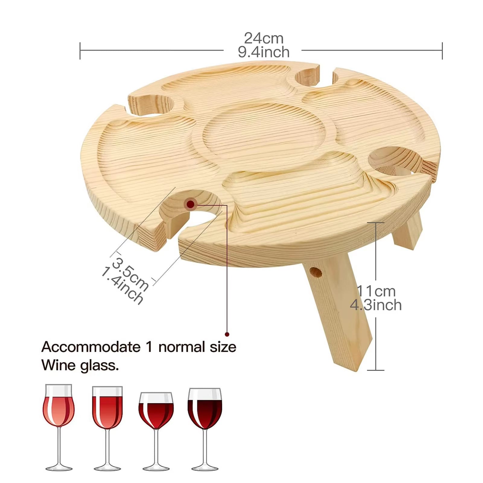 Folding Wine Table – Portable Wooden Picnic Table with Wine Rack, Easy to Carry for Outdoor Adventures