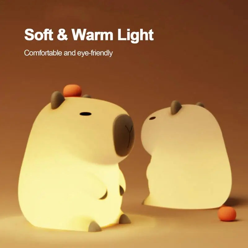 Adorable Cartoon Capybara Silicone Night Light | USB Rechargeable Dimming Sleep Lamp for Kids' Room Decor