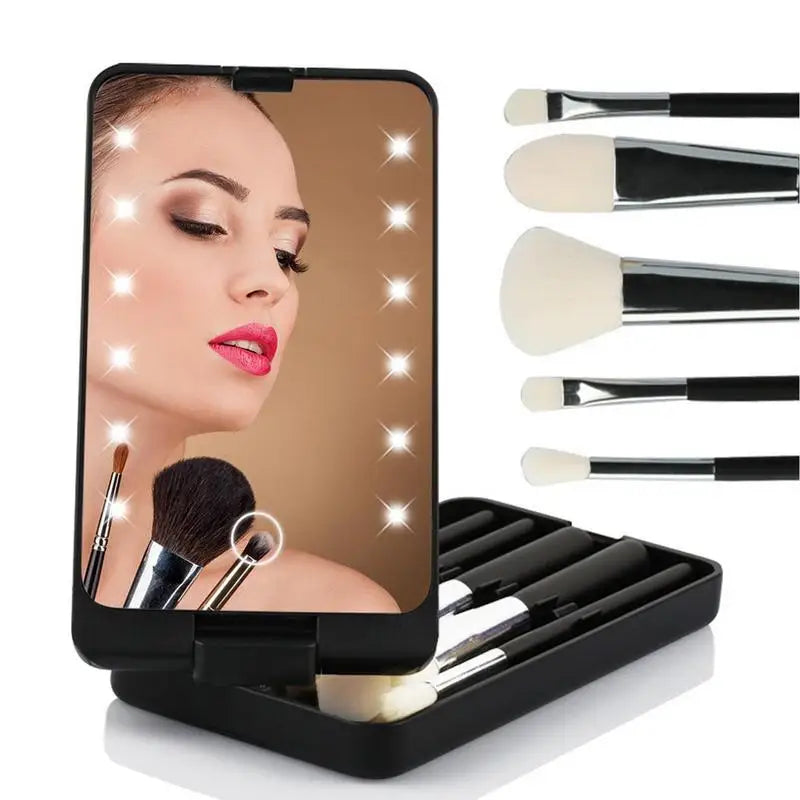 LED Makeup Mirror with Light – Portable Foldable Compact Mirror for Makeup & Travel Accessories