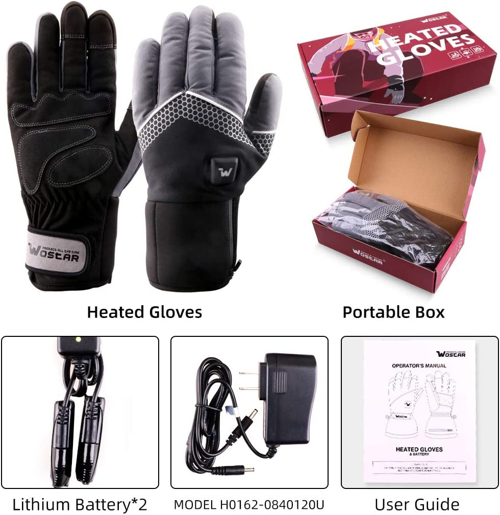 Electric Heated Gloves for Men with 3 Heating Levels, Touchscreen Waterproof Gloves for Skiing & Snowboarding